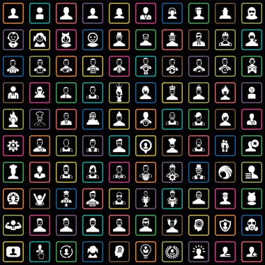 avatar 100 simgeleri web ve Ui için evrensel set.