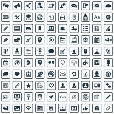 blog 100 simgeler evrensel web ve Ui için ayarlayın.