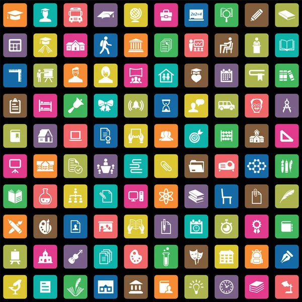 School 100 icons universal set for web and UI. — Stock Vector