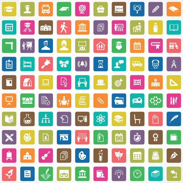 École 100 icônes ensemble universel pour web et UI . — Image vectorielle