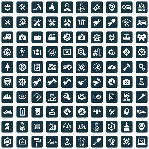 Reparación 100 iconos conjunto universal para web e interfaz de usuario . — Archivo Imágenes Vectoriales
