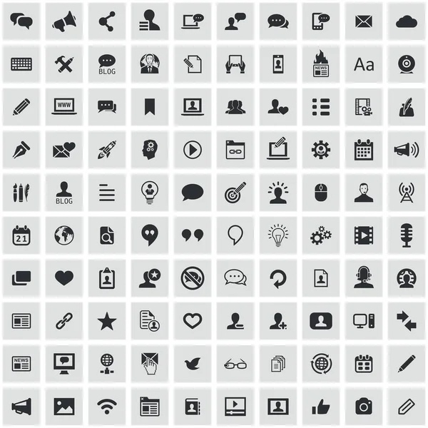 Blog 100 icons universal set for web and UI. — Stock Vector