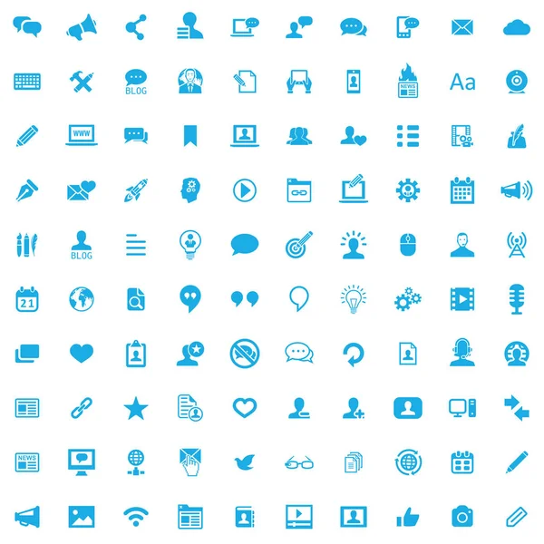 Blogg 100 ikoner Universal Set för webb och UI. — Stock vektor