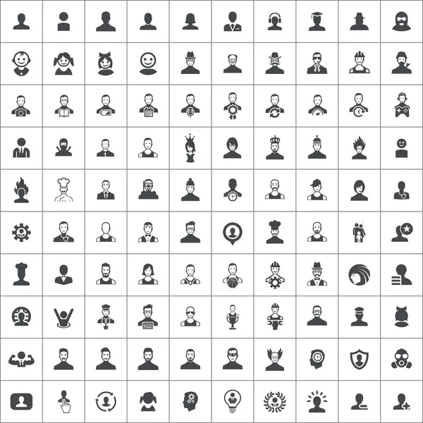 Avatar 100 icônes ensemble universel pour web et UI . — Image vectorielle