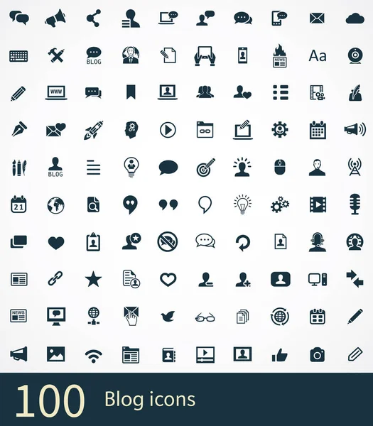 Blog 100 ikony uniwersalny zestaw dla sieci Web i interfejsu użytkownika. — Wektor stockowy