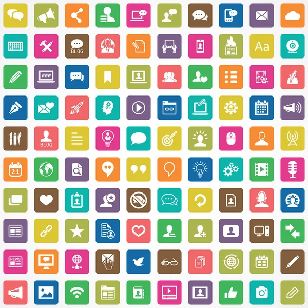Blog 100 icone set universale per web e UI . — Vettoriale Stock