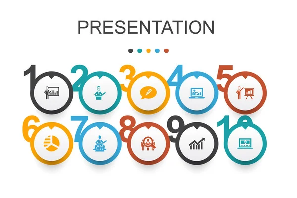Presentación Infographic design template.lecturer, topic, business presentation, diagrama icons — Vector de stock