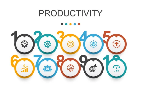 Productivité Infographie design template.performance, objectif, système, icônes de processus — Image vectorielle
