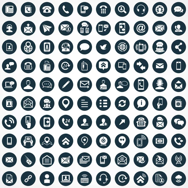Contactez-nous Ensemble universel de 100 icônes pour web et UI . — Image vectorielle