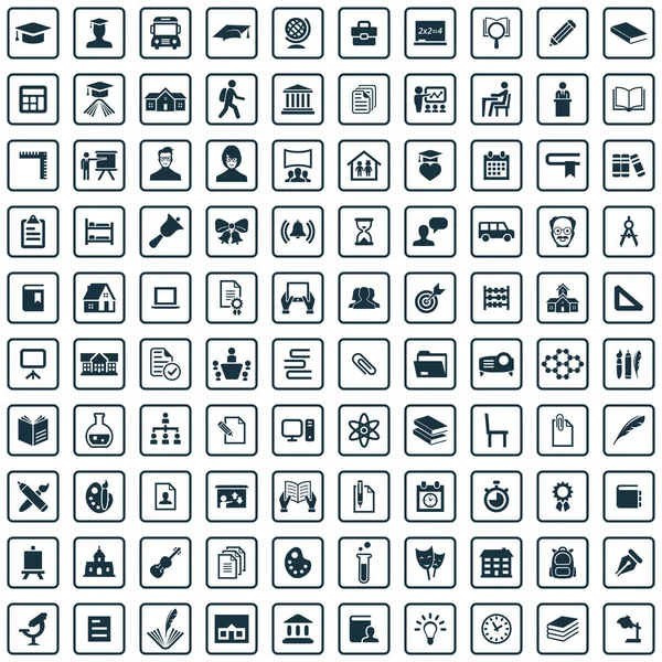School 100 icons universele set voor web en UI. — Stockvector