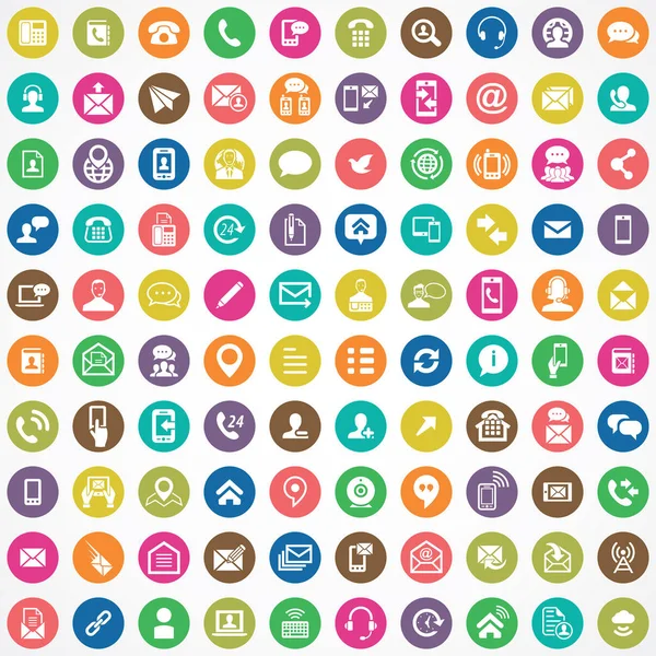 Contáctenos 100 iconos universal set para web e UI . — Vector de stock