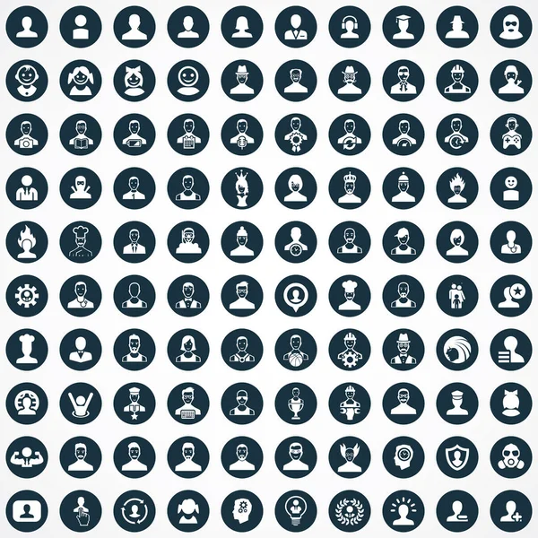 Avatar 100 icons universal set for web and UI. — Stock Vector