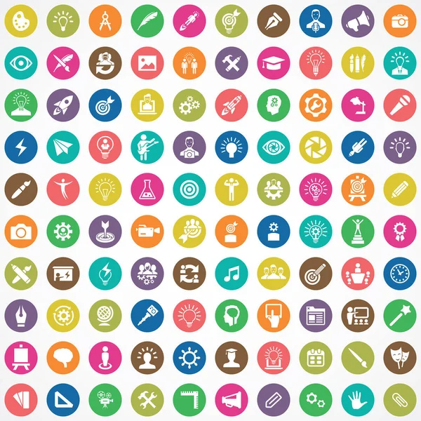 Creative process 100 icons universal set for web and UI. — Stock Vector