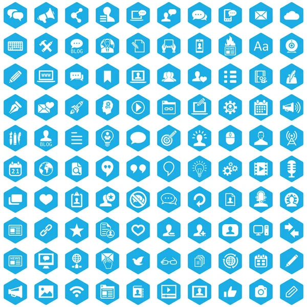 Blog 100 iconos conjunto universal para web e interfaz de usuario . — Vector de stock