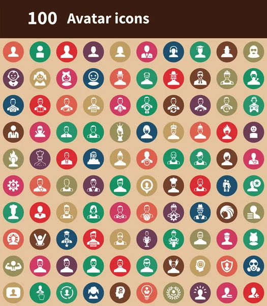 Avatar 100 icons Universal set voor web en UI. — Stockvector