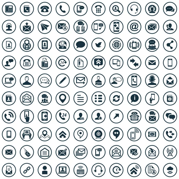 Contáctenos 100 iconos universal set para web e UI . — Archivo Imágenes Vectoriales