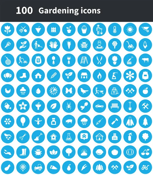 Jardinagem 100 ícones conjunto universal para web e UI . — Vetor de Stock