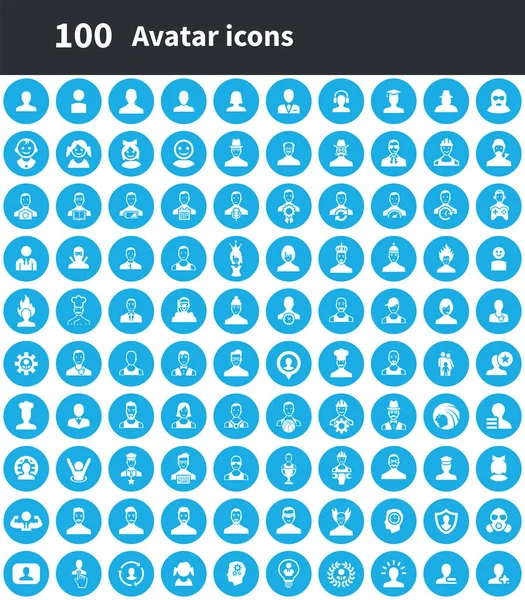 Avatar 100 ikonok univerzális szett web-és UI. — Stock Vector