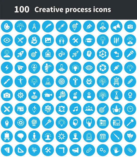 Kreativní proces 100 ikon univerzální sada pro web a uživatelské rozhraní. — Stockový vektor
