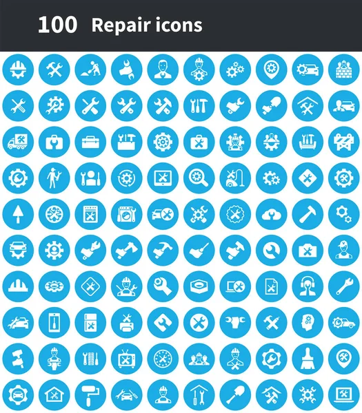 Ремонт 100 иконок универсальный набор для веб и пользовательского интерфейса . — стоковый вектор