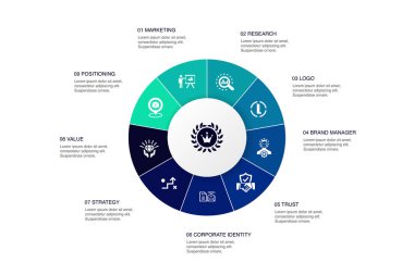 marka Infographic 10 adımlar daire design.marketing, araştırma, marka yöneticisi, strateji simgeleri