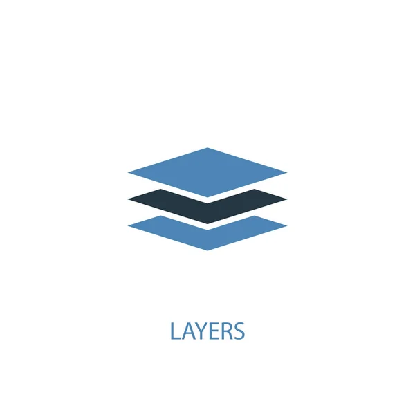Conceito de camadas 2 ícone colorido. Ilustração simples do elemento azul. design de símbolo de conceito de camadas. Pode ser usado para web e mobile — Vetor de Stock
