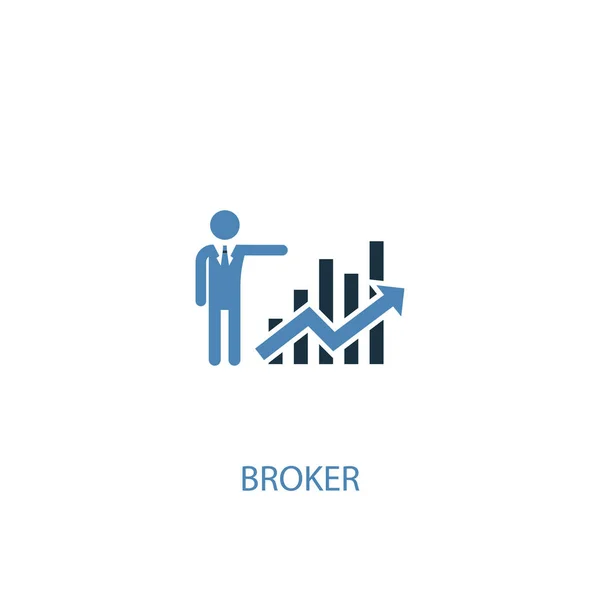 Broker concetto 2 icona colorata. Illustrazione semplice elemento blu. Concetto Broker simbolo di design. Può essere utilizzato per web e mobile — Vettoriale Stock