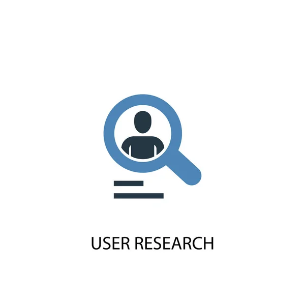 Concepto de investigación del usuario 2 icono de color. Ilustración simple elemento azul. Diseño de símbolo de concepto de investigación de usuario. Puede ser utilizado para web y móvil — Vector de stock