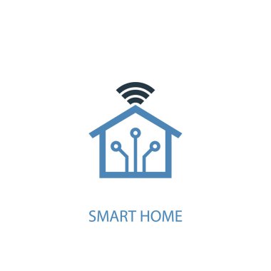 akıllı ev konsepti 2 renkli simge. Basit mavi eleman illüstrasyon. akıllı ev konsepti sembol tasarımı. Web ve mobil cihazlar için kullanılabilir