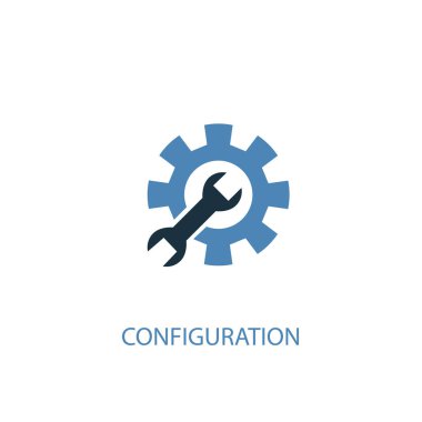 yapılandırma kavramı 2 renkli simgesi. Basit mavi eleman illüstrasyon. yapılandırma kavramı sembol tasarımı. Web ve mobil cihazlar için kullanılabilir