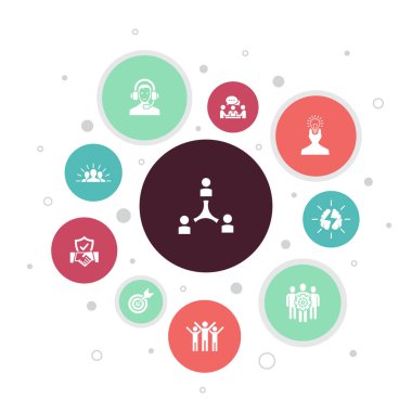 işbirliği Infographic 10 adımlar kabarcık design.teamwork, destek, iletişim, motivasyon simgeleri