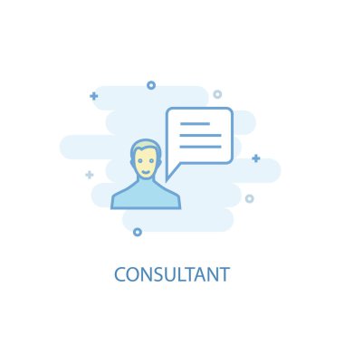 danışman hattı kavramı. Basit çizgi simgesi, renkli illüstrasyon. danışman sembolü düz tasarım. Için kullanılabilir