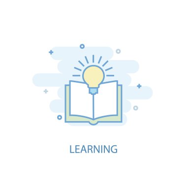 öğrenme çizgisi kavramı. Basit çizgi simgesi, renkli illüstrasyon. öğrenme sembolü düz tasarım. Için kullanılabilir