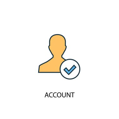 Hesap konsepti 2 renkli çizgi simgesi. Basit sarı ve mavi element çizimi. hesap kavramı özet tasarımı