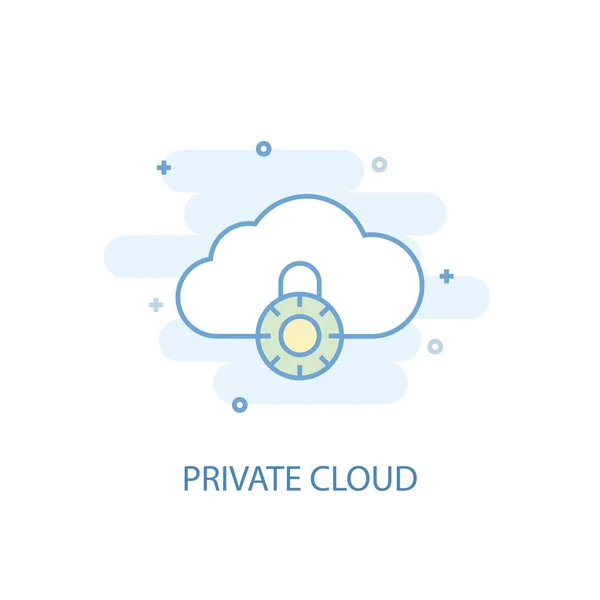 Concept de ligne cloud privée. Icône de ligne simple, illustration colorée. Symbole cloud privé design plat. Peut être utilisé pour — Image vectorielle