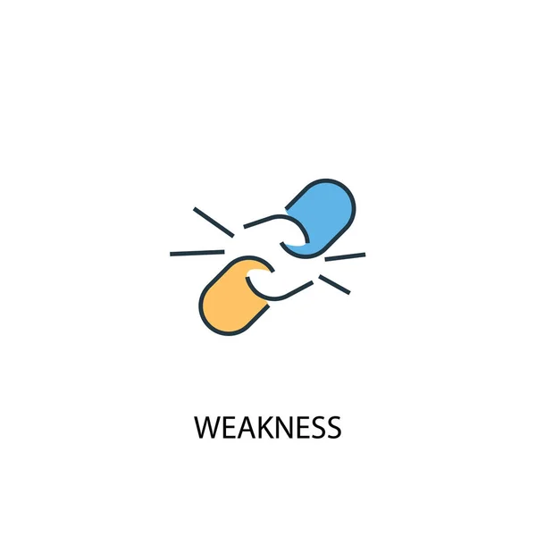 Concepto de debilidad 2 icono de línea de color. Ilustración simple de elementos amarillos y azules. diseño del esquema de concepto de debilidad — Vector de stock