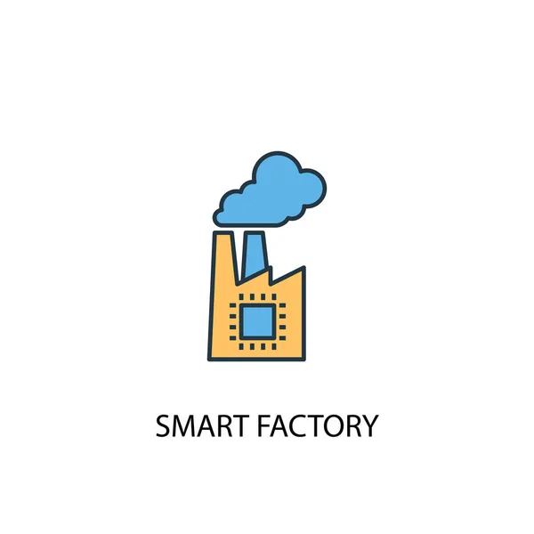Smart Factory Concept 2 farbige Liniensymbol. einfache Illustration gelber und blauer Elemente. Smart Factory Konzept skizziert Design — Stockvektor