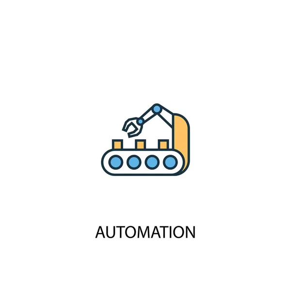 Concepto de automatización 2 icono de línea de colores. Ilustración simple de elementos amarillos y azules. diseño de esquema de concepto de automatización — Archivo Imágenes Vectoriales
