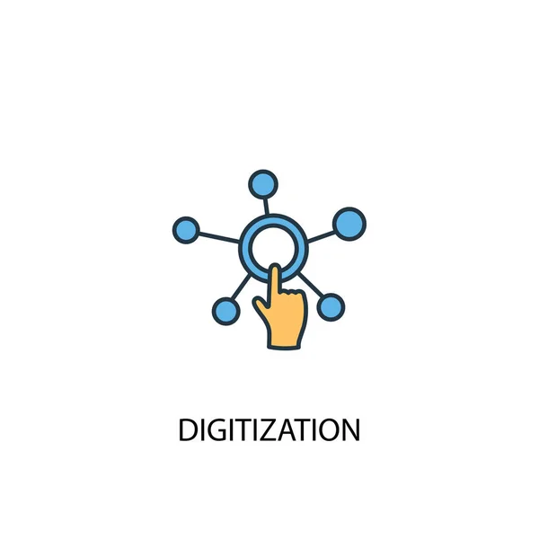 Digitalisierungskonzept 2 farbiges Liniensymbol. einfache Illustration gelber und blauer Elemente. Digitalisierungskonzept skizziert Entwurf — Stockvektor