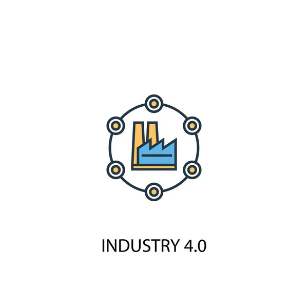 แนวคิดอุตสาหกรรม 4.0 ไอคอนเส้นสี 2 เส้น ภาพประกอบองค์ประกอบสีเหลืองและสีน้ําเงินอย่างง่าย การออกแบบโครงร่างแนวคิดอุตสาหกรรม 4.0 — ภาพเวกเตอร์สต็อก