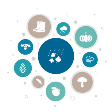 Büyük veriler Infographic 10 adım kabarcık tasarımı. Yüz Tanıma, Ar uygulama, Ar oyun, Sanal Gerçeklik simgeleri