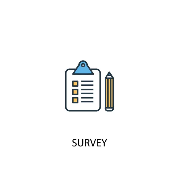 설문 조사 컨셉 2 색 라인 아이콘. 간단 한 노란색 과 파란색의 요소 그림입니다. 측량 개념의 개요 설계 — 스톡 벡터