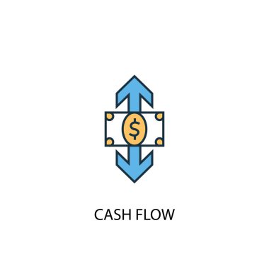 Nakit akışı konsepti 2 renkli çizgi simgesi. Basit sarı ve mavi element çizimi. nakit akışı konsepti ana hatları tasarımı