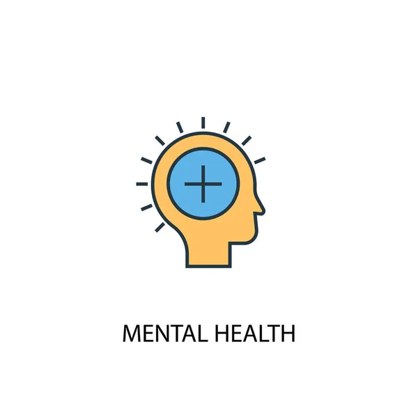 Concepto de salud mental 2 icono de línea de color. Ilustración simple de elementos amarillos y azules. diseño del esquema del concepto de salud mental — Vector de stock