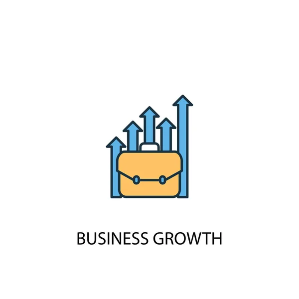 Concepto de crecimiento empresarial 2 icono de línea de colores. Ilustración simple de elementos amarillos y azules. concepto de crecimiento empresarial esquema de diseño — Vector de stock