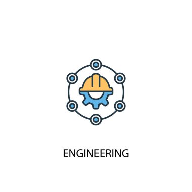 Mühendislik konsepti 2 renkli çizgi simgesi. Basit sarı ve mavi element çizimi. mühendislik konsepti tasarımı