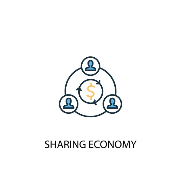 Sharing economy concept 2 icona linea colorata. Illustrazione semplice elemento giallo e blu. progettazione di contorni di economia condivisa — Vettoriale Stock