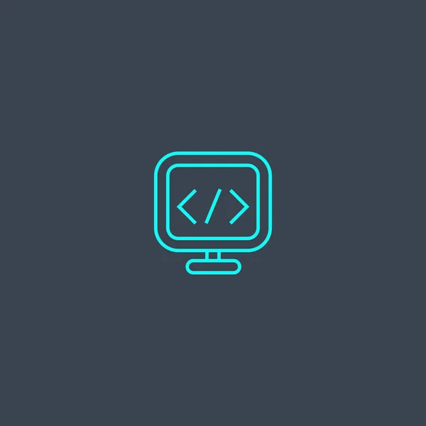 Concepto de codificación icono de línea azul. Elemento delgado simple sobre fondo oscuro. concepto de codificación esquema diseño de símbolo. Puede ser utilizado para web y móvil — Vector de stock