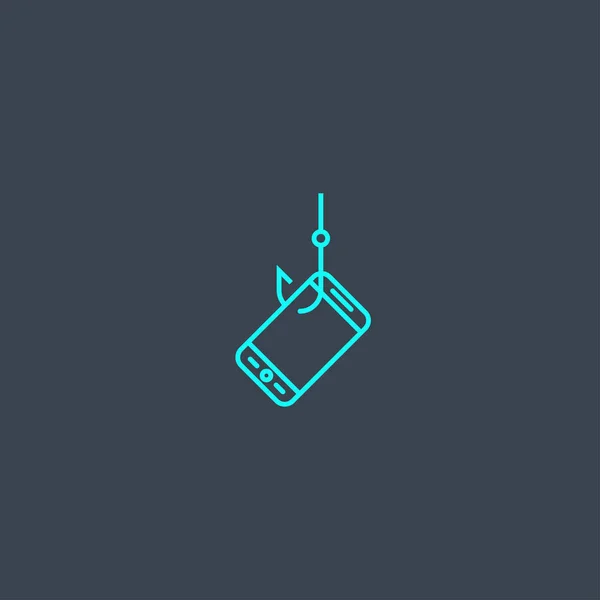 Mobile phishing concept blue line icon. Simple thin element on dark background. mobile phishing concept outline symbol design. Can be used for web and mobile — Stok Vektör