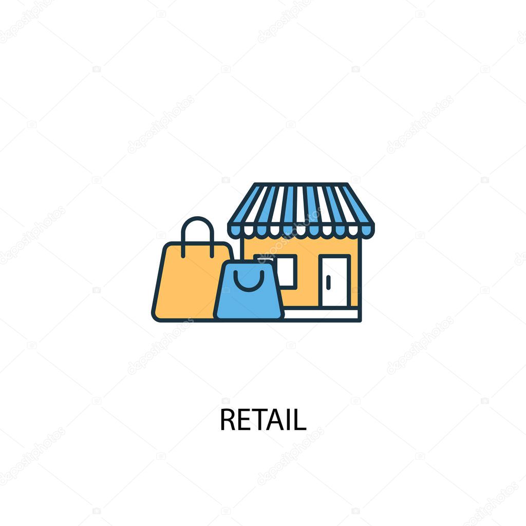 retail concept 2 colored line icon. Simple yellow and blue element illustration. retail concept outline design